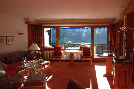 Sitting room with a view of the Black Forest at the Traube Tonbach 