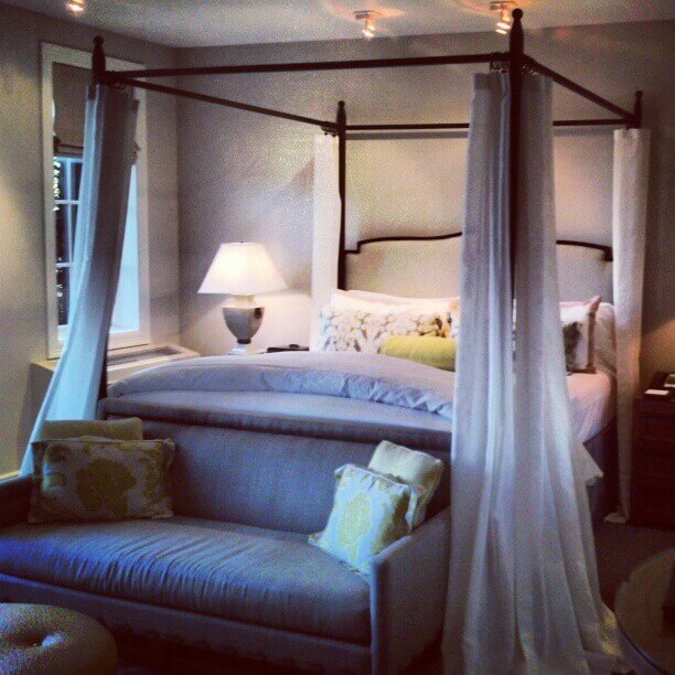 Stylish rooms at Hotel Yountville have spa tubs and four-poster beds