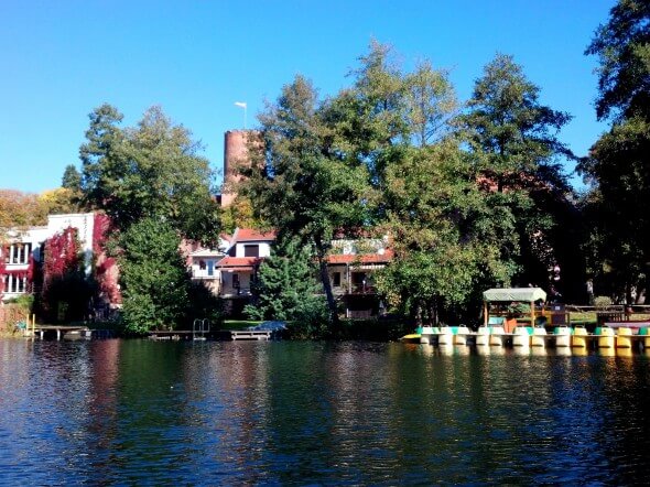 The castle tower as seen from the lake 