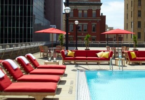 The rooftop pool at the Renaissance