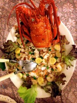 Lobster salad, Rangiroa, French Polynesia 