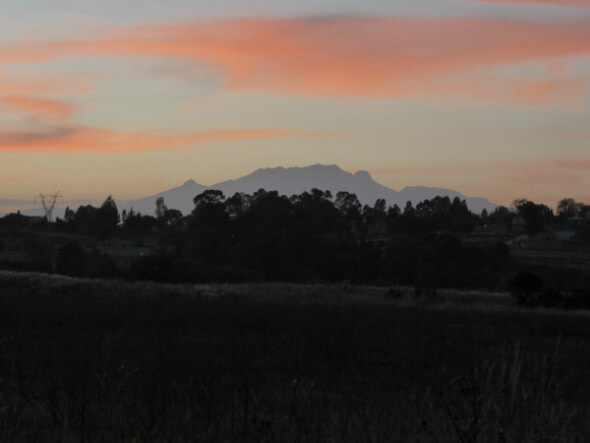 Sunset view of one of the active Puebla volcanoes