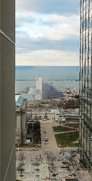 The Rock and Roll Hall of Fame next to Lake Erie