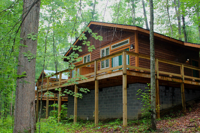 Sunnyside cabin, view from the woods.