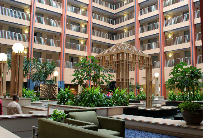 The atrium at Embassy Suites