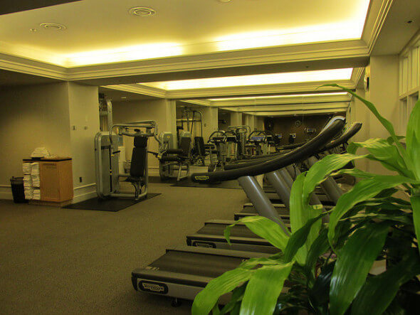 fitness room, indoor gym, fairmont hotel vancouver