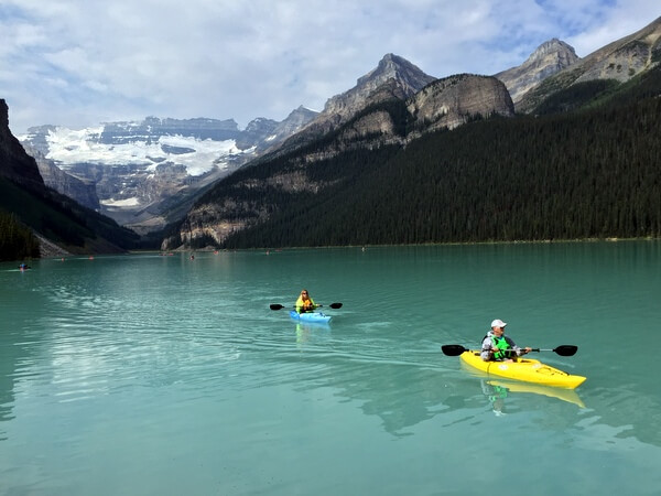 Kayakers, Lake Louise, Alberta, Canada