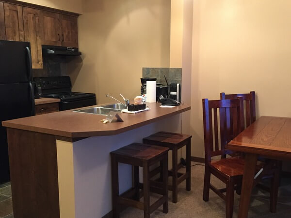 Kitchen, Glacier Mountaineer Lodge, Kicking Horse Resort, BC Canada