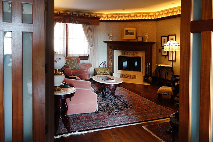 living room with fireplace