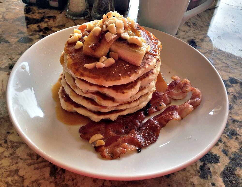 banana macadamia nut pancakes at Sheraton Kauai