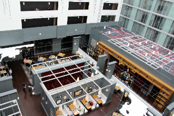 A view of the Gallerie Bistro from the 6th floor