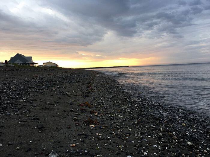 sunset on the beach behind Riôtel Matane