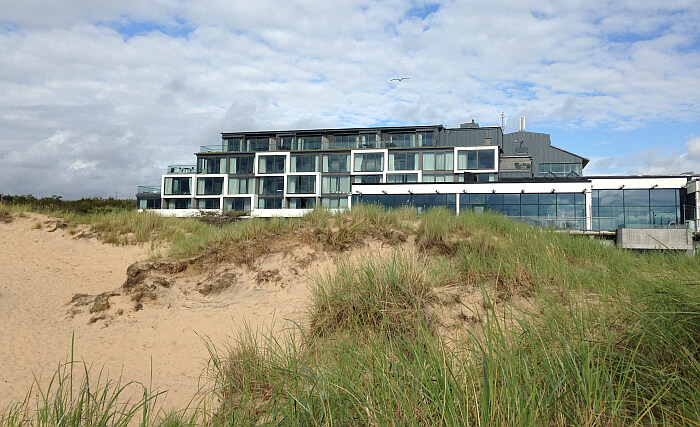 Hotel Tylosand from the beach in Sweden