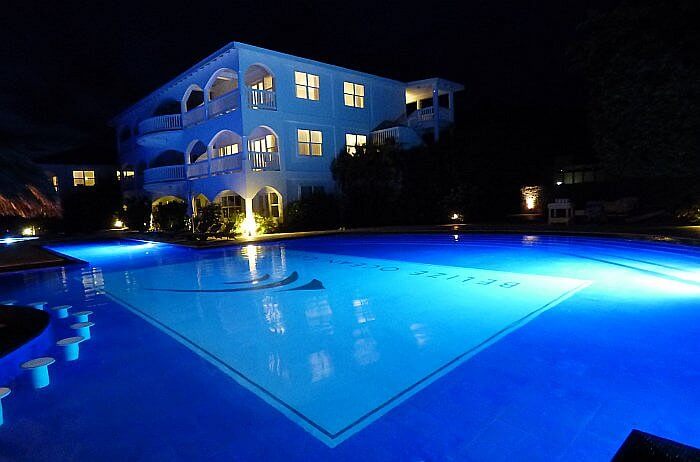 Umaya Resort (Belize Ocean Club) pool at night