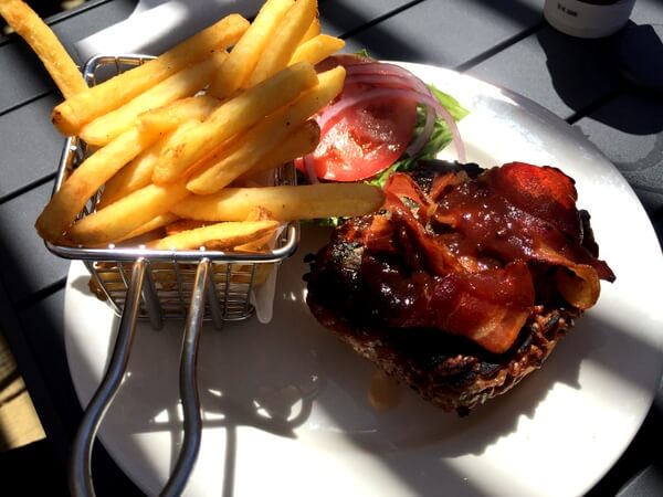 Burger, John Henry's resort, Sunshine Coast, BC