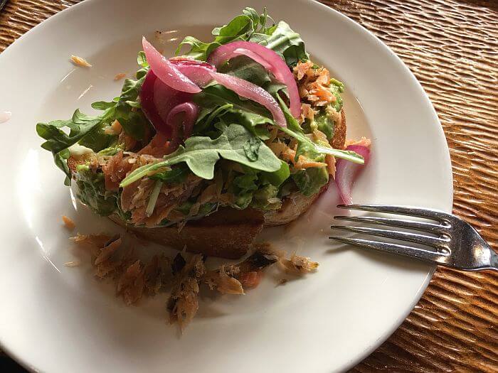  Salishan Resort menu option, Avocado Toast with smoked salmon