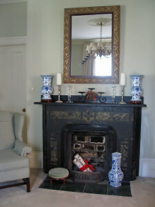 The black marble fireplaces are original to the Tattingstone Inn. (Photo by Susan McKee)