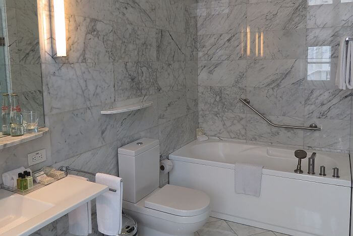 marble bathroom at Casa Gangotena