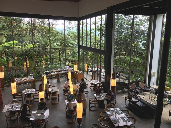 light filled dining room at Mashpi Lodge