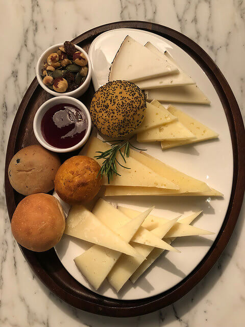 cheese plate, b24 restaurant, fairmont rey juan carlos, barcelona hotel, spain