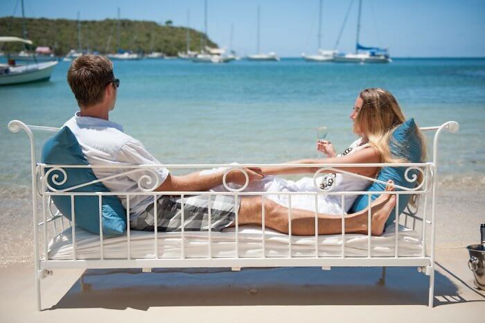 Antigua Inn at English Harbour couple enjoy beach view