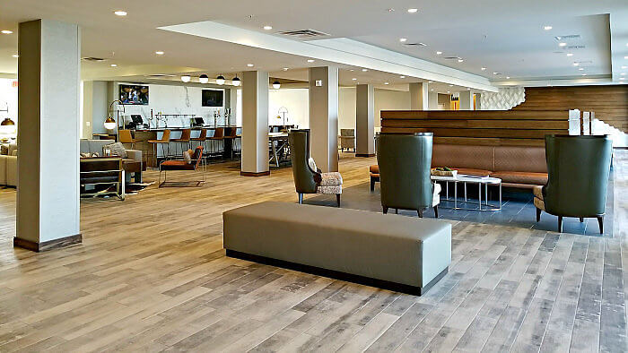 The Lobby bar is situated in the relaxed living room like seating of the lobby at the Residence Inn Boulder Broomfield/Interlocken, Colorado