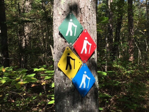 Trail markers, Samuel de Champlain Provincial Park, Mattawa, Ontario, Canada