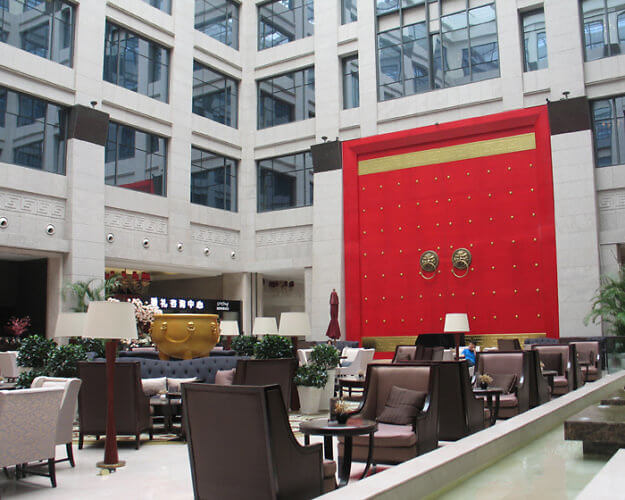 Lobby of Wyndham Grand Xi'an Hotel, China (Photo by Susan McKee)