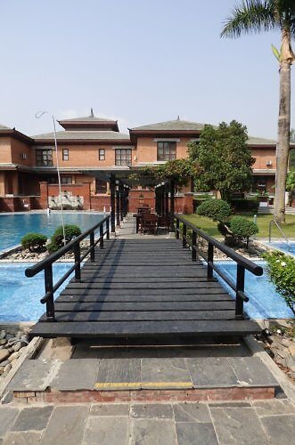 Soaltee Crowne Plaza Kathmandu Hotel bridge to swimming pool area