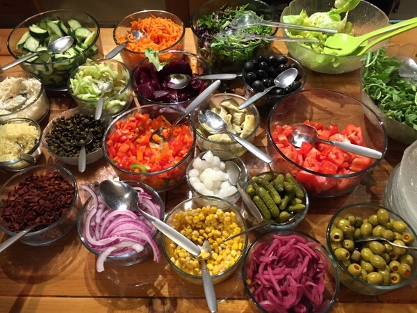 Salad bar, Dalton Trail Lodge, Yukon, Canada