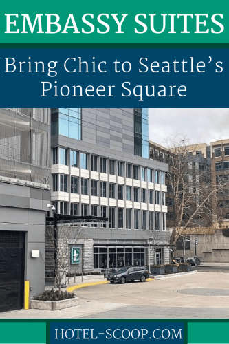 The 23-story LEED-certified (Silver) Embassy Suites Pioneer Square, provides an upscale option for staying in Seattle's Pioneer Square.