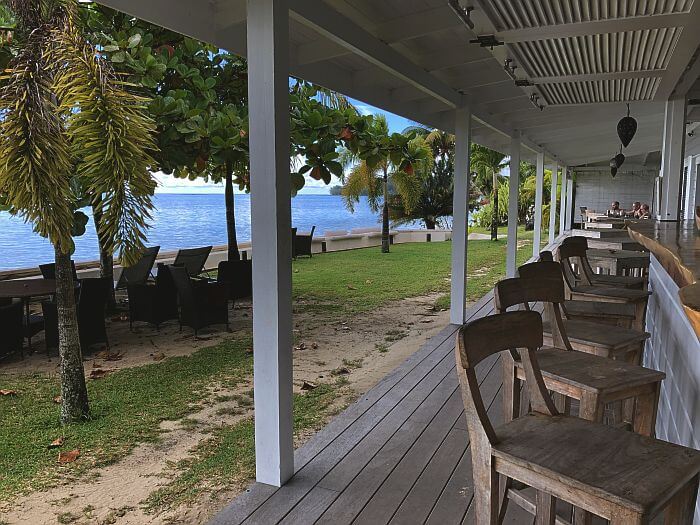 outside breakfast deck Moorea Beach Lodge