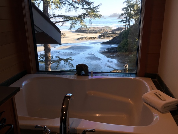 Bathtub views, Wickaninnish Inn, Tofino BC Canada