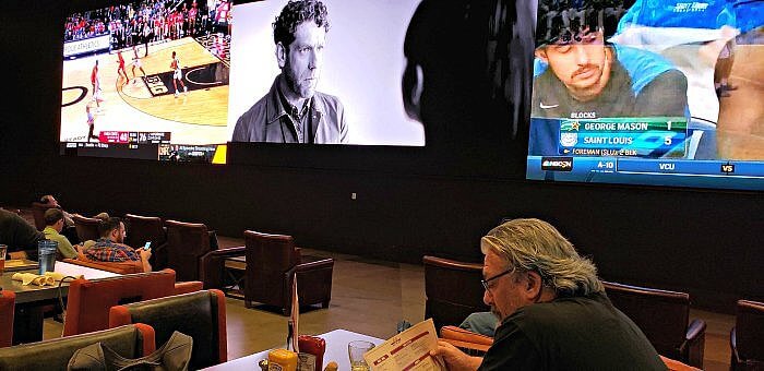 Gaylord Rockies Resort & Conference Center had us at 75-foot-viewing-screen in the Mountain Pass Sports Bar.