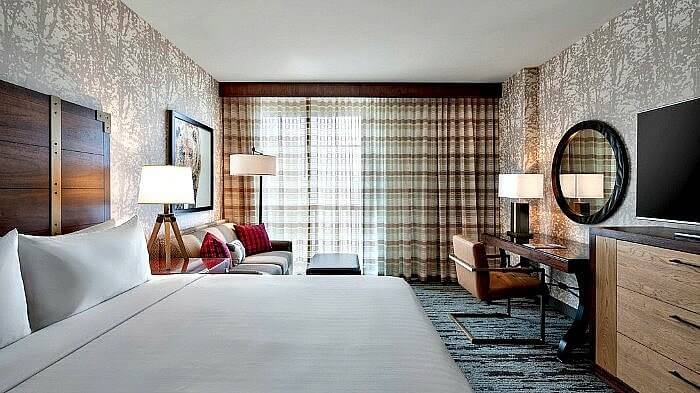 King-sized guest room at the Gaylord Rockies Resort & Convention Center, Aurora, CO