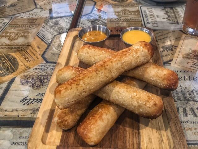 pretzel sticks at wishmaker house restaurant