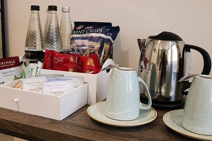 complimentary snacks in guest room of The Bull and The Hide in London