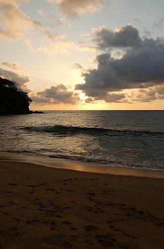 Sunset at Punta Monterrey Beach Resort on a hidden cove north of San Pancho, Riviera Nayarit, Mexico