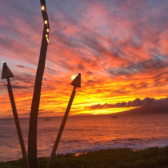 the torch lighting ceremony at royal lahaina resort on maui