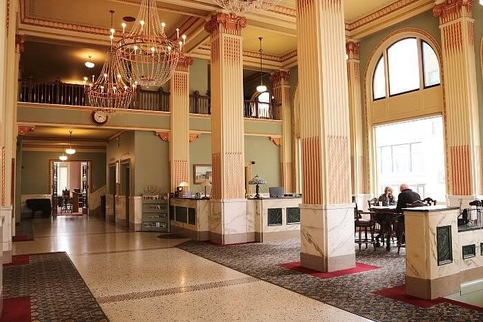 Elegant lobby of Finlen Hotel, Butte, MT