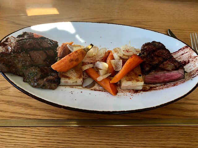 New York strip steak with carrots and potatoes from Zino restaurant.