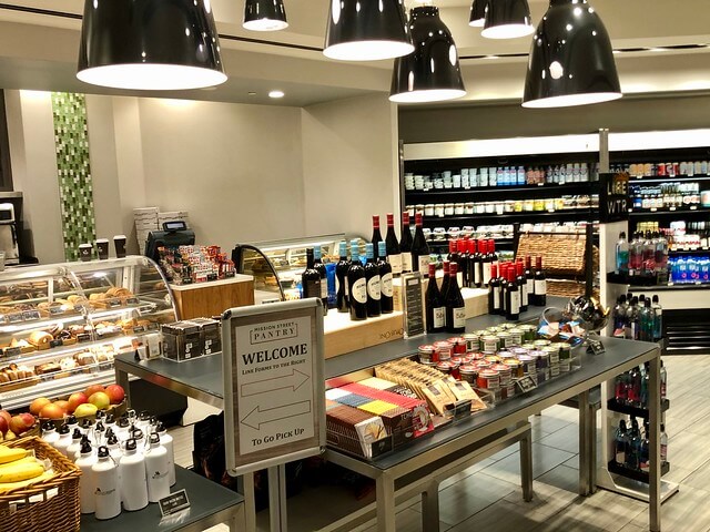 Mission Street Pantry within San Francisco Marriott Marquis features grab and go foods, pastries, salads, drinks and local San Francisco goodies. 