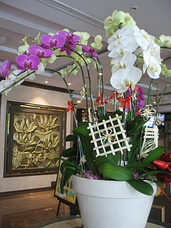 Flowers, Lobby, Northern Saigon Hotel, Ho Chi Minh City, Vietnam (Photo by Susan McKee)