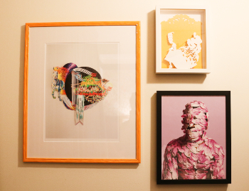 Art grouping in guest room at Hotel Revival