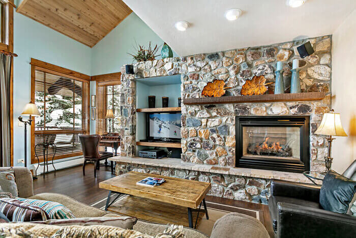 The living room of our 3 bedroom condo at Antlers at Vail. 