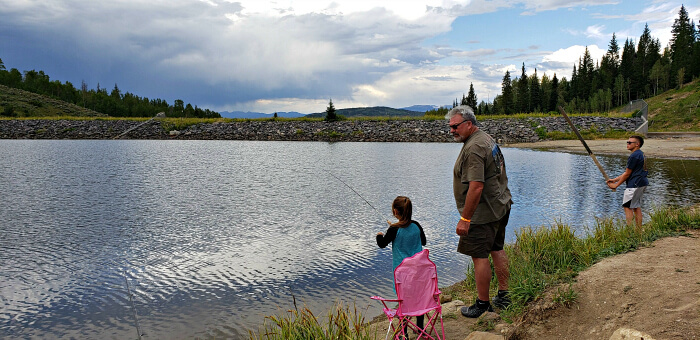 Fishing at the on-site Gaylord Reservoir a 15-minute drive from Indian Peaks Lodge at Snow Mountain Ranch.