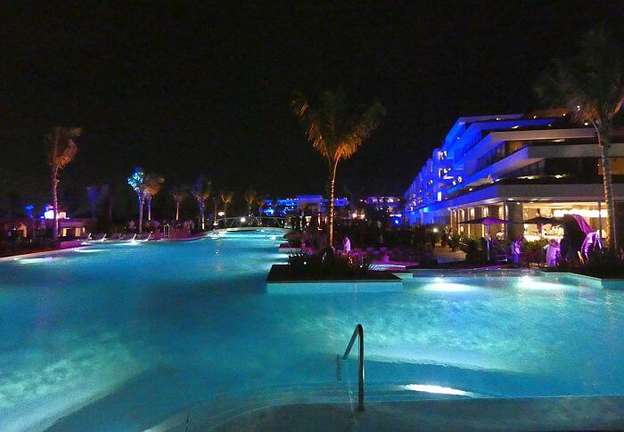 Playa Mujeres resort at night