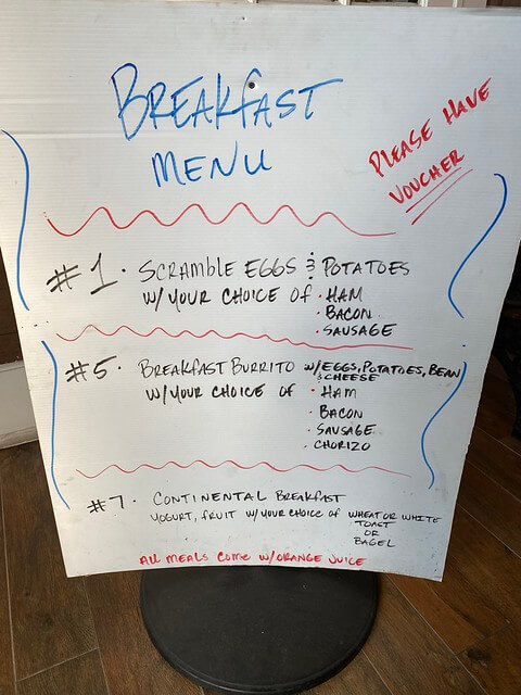 Breakfast menu Best Western Hill House Bakersfield