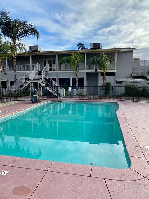 Hotel pool closed for winter.