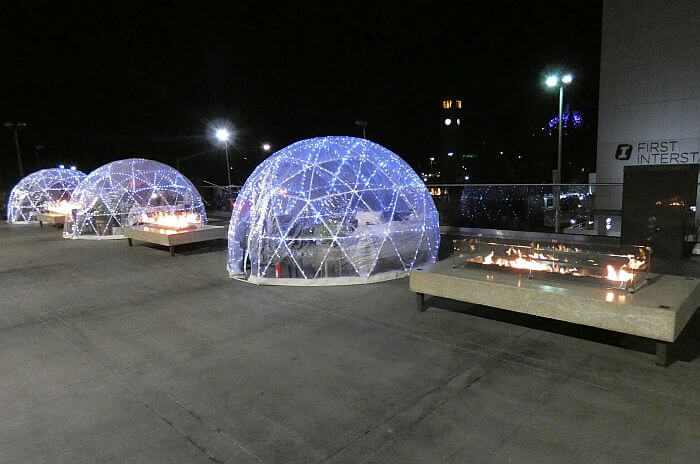 Spokane lighted igloos on the roof